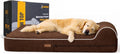 Brown XL orthopedic memory foam dog bed with pillow