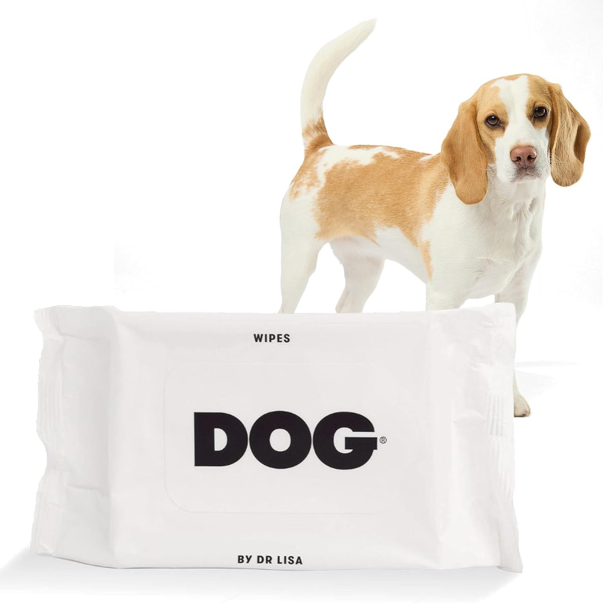 Small carton of plant-based bamboo dog bathing wipes, travel size