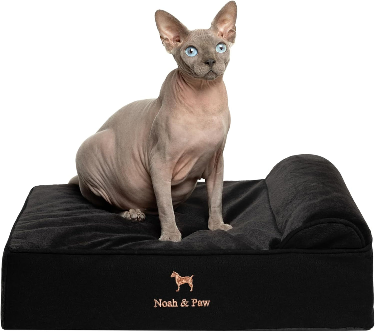 Black XXL orthopedic memory foam dog bed with bolsters – view 14