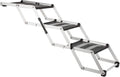 Silver and black foldable four-step pet stairs with rubber treads – view 2