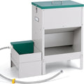 Metal outdoor gravity dog feeder and water dispenser station with raised bowls