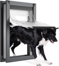 Gray aluminum extra large dog door with sliding lock panels