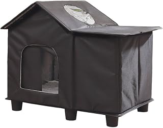 Oxford Cloth Outdoor Cat Shelter, Elevated, with Adjustable Entrance Flap, Breathable