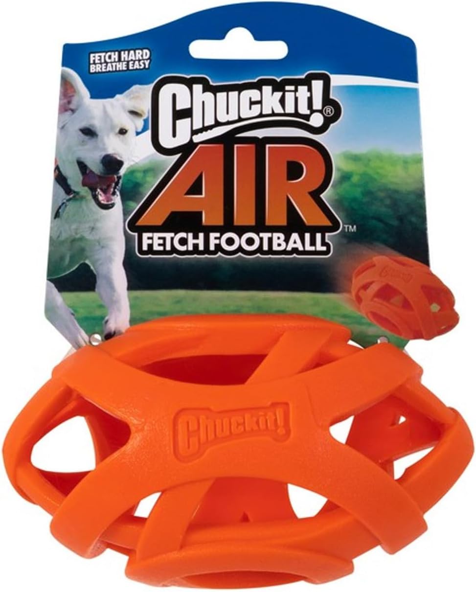 Orange football-shaped dog fetch toy