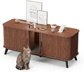 60" Cat Litter Box Enclosure Furniture for 2 Cats, Walnut