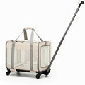 Wheeled Pet Carrier with Detachable Trolley and Telescopic Handle, Breathable, Lightweight, Beige