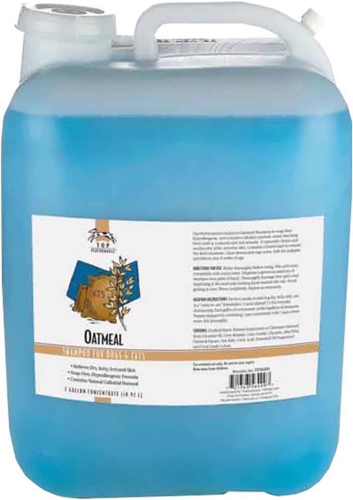 5 gallon container of soap-free oatmeal shampoo for dogs and cats