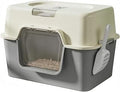 Odor-Reducing Covered Hooded Cat Toilet, Gray