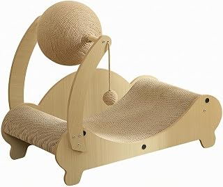 Cat Scratcher Lounge with Corrugated Paper Board and Contoured Resting Surface, with Ball
