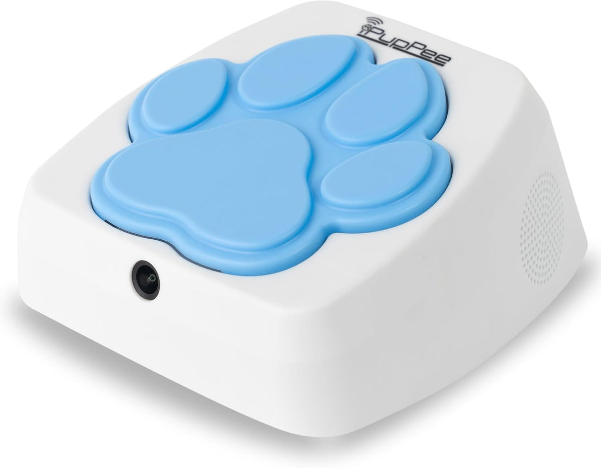 WiFi dog talking button with built-in camera and speaker on the floor