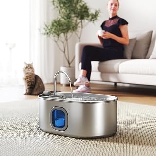 Stainless Steel Pet Water Fountain, 1.8 Gallon Tank, for Cats and Dogs