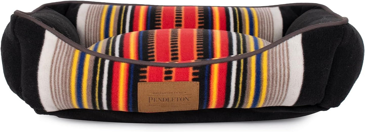 Patterned bolster dog bed with park-inspired print – view 6