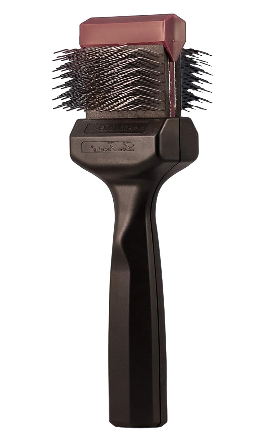Small purple firm flexible pet grooming brush