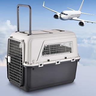 Large Dog Crate Pet Carrier, 33 in, with Metal Door and 4-Side Ventilation