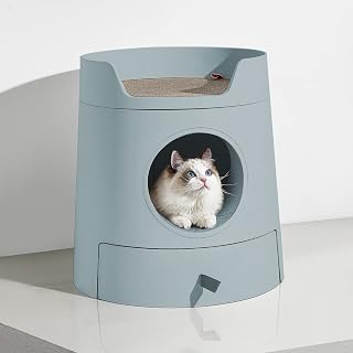 Standard Large Castle 2-in-1 Front-Entry Cat Litter Box with Scratch Basin and Scoop, Green
