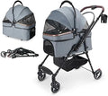 4-Wheel Foldable Pet Stroller with Separable Carrier for Small Animals
