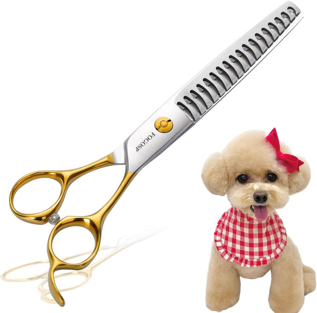 Gold 7.5 inch pet grooming scissors kit with curved, straight, blender and chunker shears – view 5