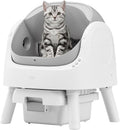 Grey white open-top self-cleaning cat litter box