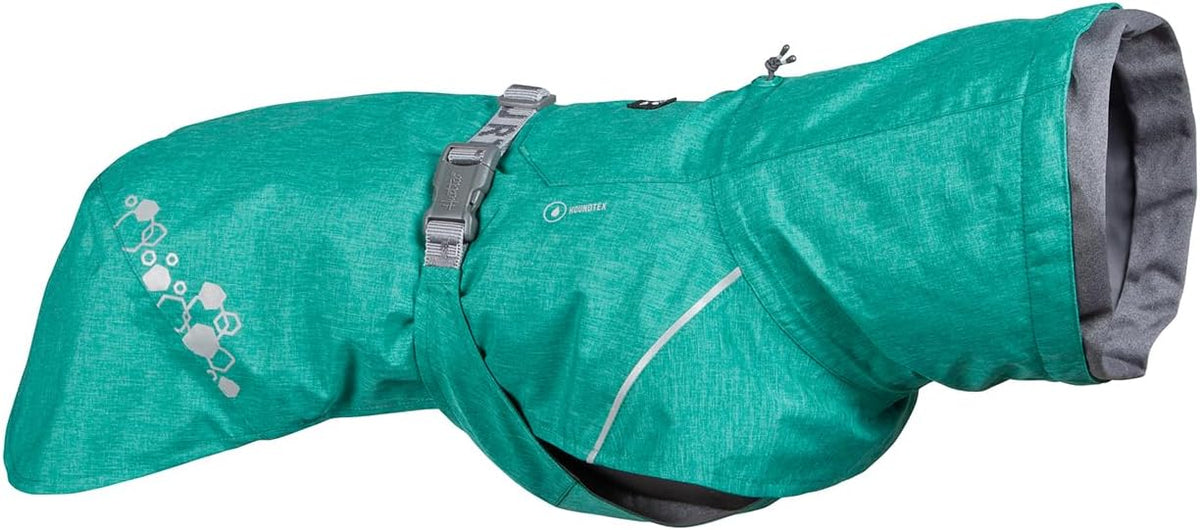 Peacock teal dog raincoat for wet weather, 24 inch size