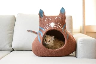 Handmade Wool Felt Cat Bed Cave House for Indoor Cats