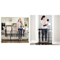 Black extra wide 74.5 inch wall-mounted gate and arched walk-through gate