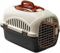 Portable Polypropylene Pet Carrier with Metal-Bar Door, Compact, Outdoor Trips, Vehicle Transport, Black