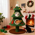 COMHOMA 52 Inch Christmas Cat Tree with 2 Houses, Anti-Tip Safety, Dangling Balls and Climbing Tower