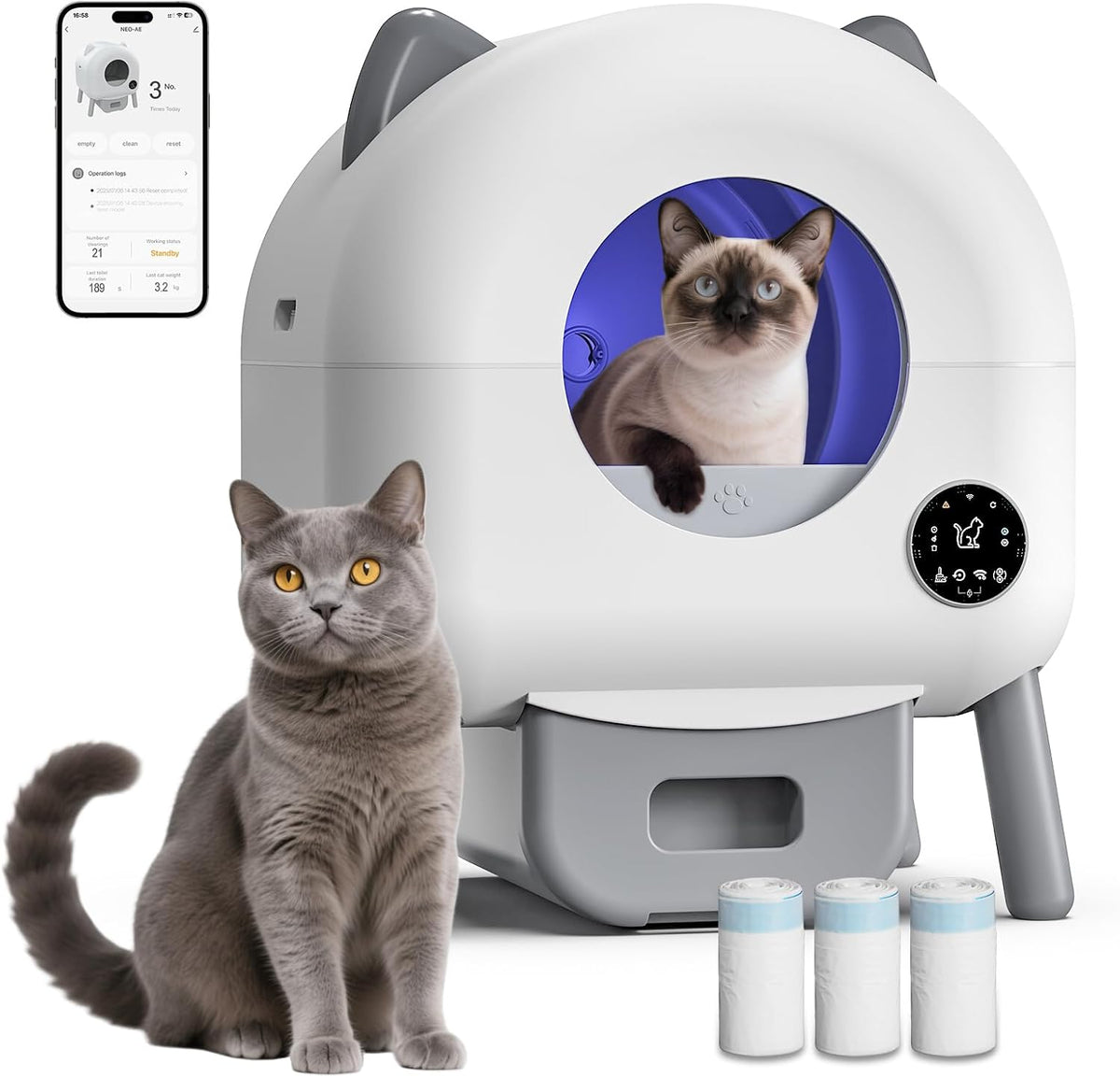 105 liter automatic self-cleaning cat litter box