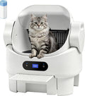 White open-top automatic litter box with waste bin – view 3