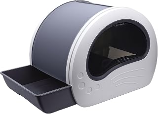 Enclosed Cat Litter Box with Transparent Window and Dual Entry