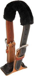Leather horse cribbing collar with fleece lining and roller buckles – view 2