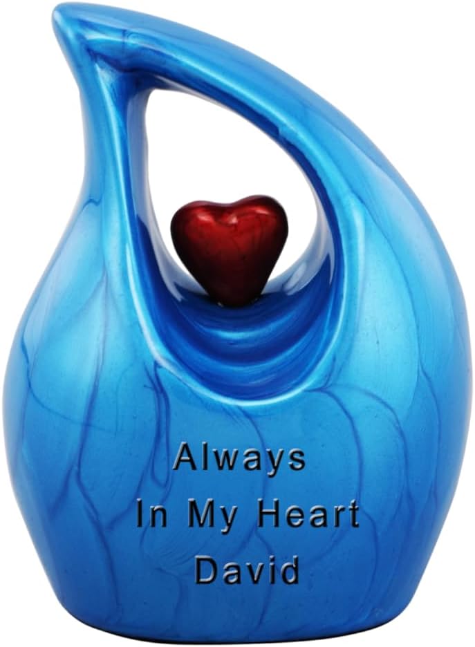Decorative heart design cremation urn – view 8
