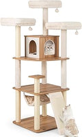 PETSITE 68 Inch Modern Tall Cat Tree, Multi-Level Wooden Tower
