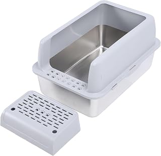 Stainless Steel Cat Litter Box with Pedal, Anti-Splashing
