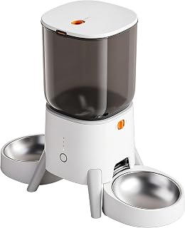 Double Bowl Automatic Cat Feeder, 5L WiFi Smart Pet Feeder with Dual Power