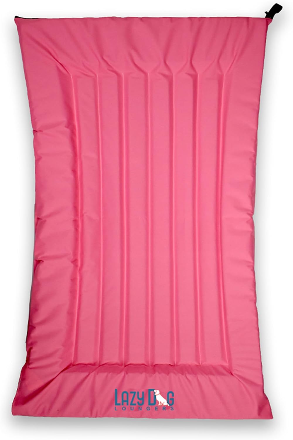 Pink semi-submersible dog float on a pool