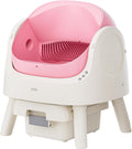 Large open-top self-cleaning cat litter box with mat