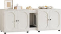 55.1-Inch Wooden Double Cat Litter Box Enclosure, Hidden Cat Litter with Pad