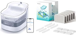 PETGUGU Cat Water Fountain with 6 Replacement Filters, App Monitoring, Wireless Pump, 8-Layer Filtration, BPA-Free, 2.4GHz