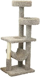 HomeStock French Country Multiple Perch Cat Tree with Scratch Post, Carpet Upholstery and Sturdy Wood Construction