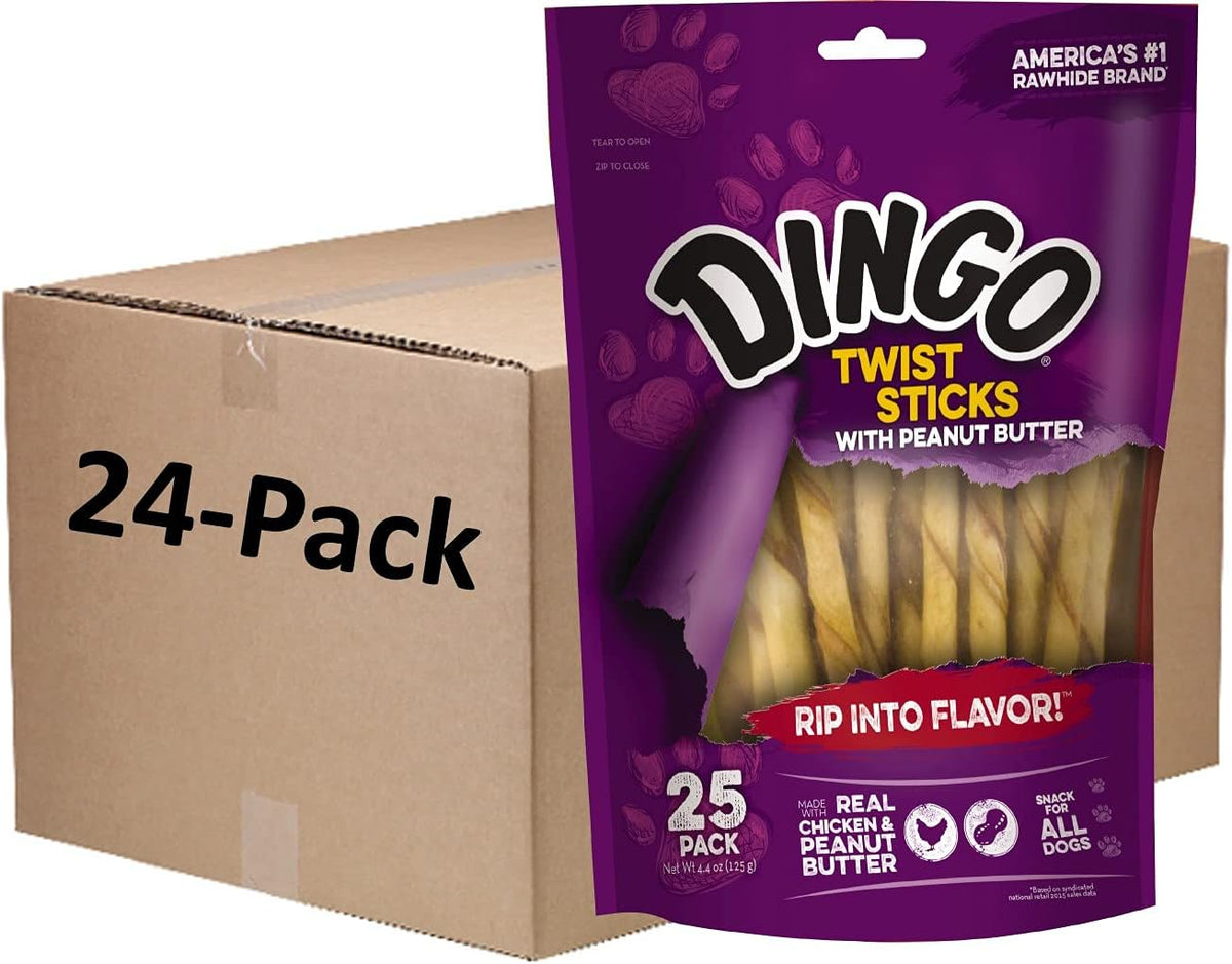 Rawhide twist sticks with chicken and peanut butter