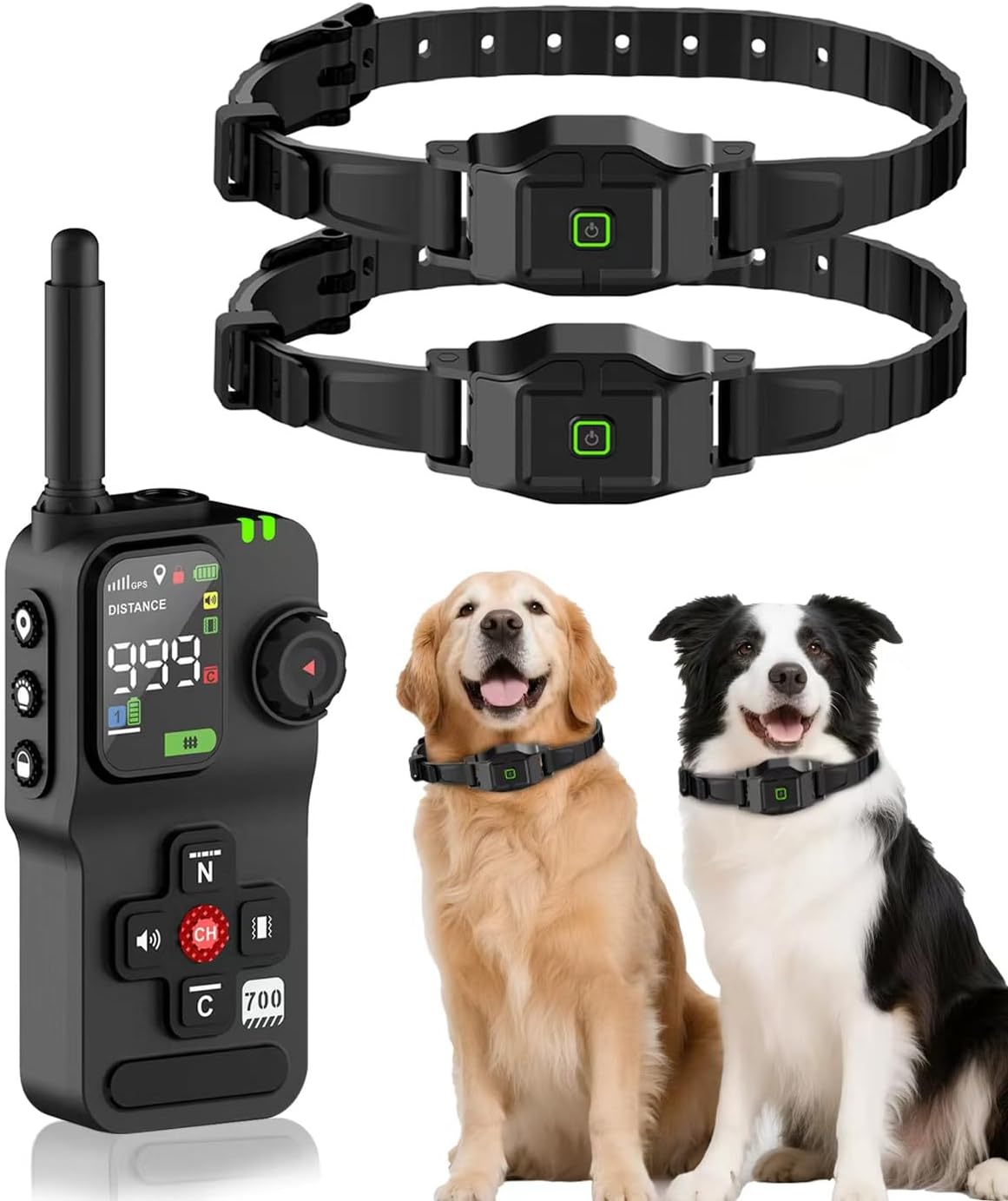 GPS wireless dog fence remote with two training collars