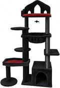 58 Inch Gothic Cat Tree Tower, Black and Red, with Cat Condo