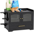 Dog-Proof Cat Feeding Station with Acrylic Door, Black
