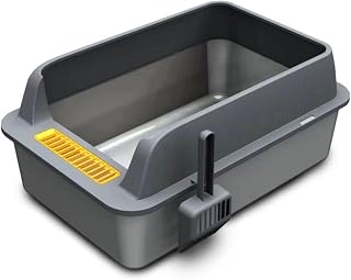 Stainless Steel Cat Litter Box, Semi-Enclosed, High-Sided