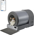 Stainless Steel Self-Cleaning Cat Litter Box with App Control, Safety Sensors, Odor Control and Low-Entry Design, Large