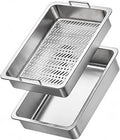 Stainless Steel Litter Sifter Pan with Solid Collection Tray and Upper Sift Level, Size S