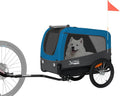 Large folding dog bike trailer with mesh front door and wide wheelbase