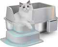 Heavy-Duty Large Stainless Steel Cat Litter Box