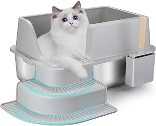Heavy-Duty Large Stainless Steel Cat Litter Box